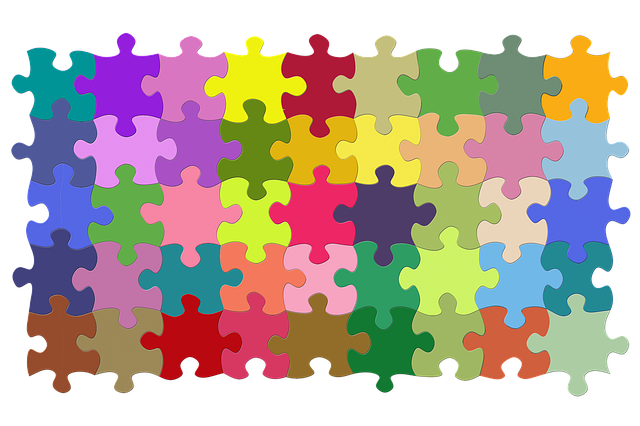 jigsaw puzzle with different plain colors